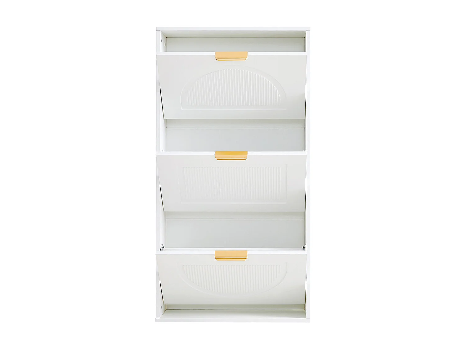 Meuble à chaussures 3 volets blanc étroit couloir salon