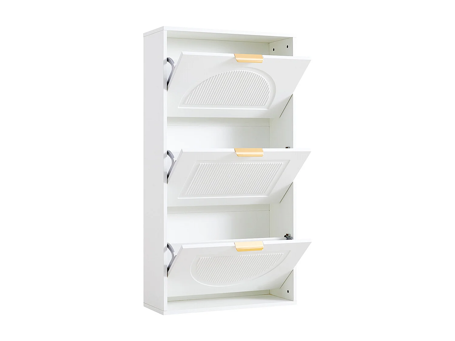 Meuble à chaussures 3 volets blanc étroit couloir salon