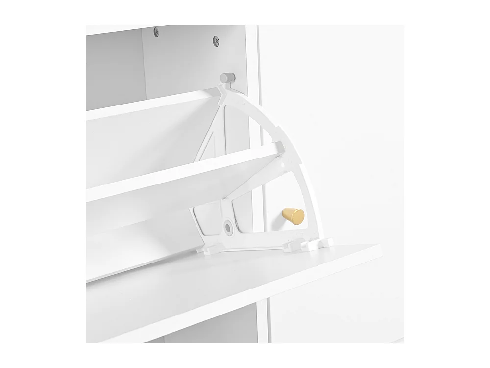 Meuble à chaussures blanc 3 tiroirs rabattables organiseur entrée banc rabattable