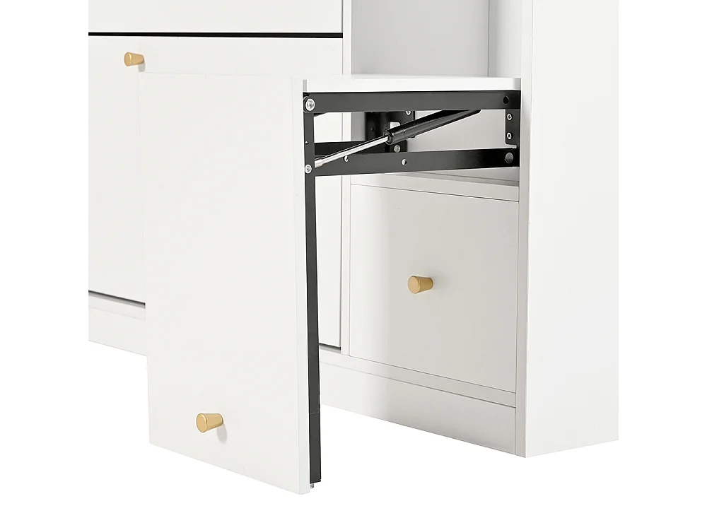 Meuble à chaussures blanc 3 tiroirs rabattables organiseur entrée banc rabattable