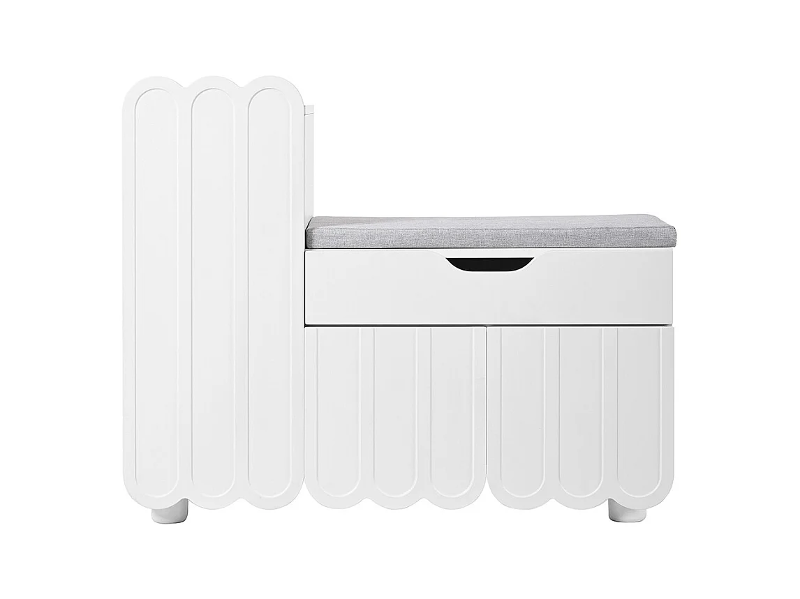 Meuble à chaussures moderne à 3 portes avec tiroir et coussin d'assise peu encombrants bancs à chaussures élégants pour le couloir et l'entrée blanc