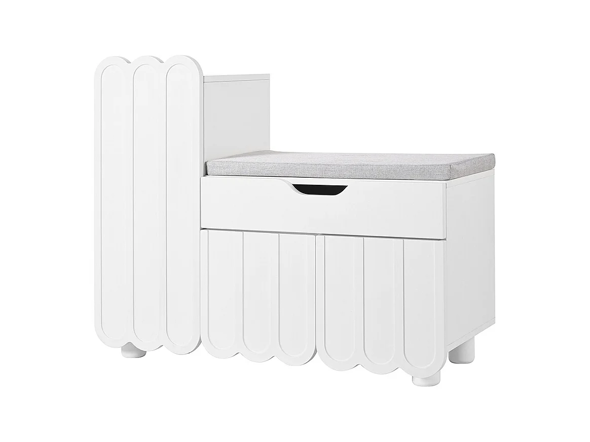 Meuble à chaussures moderne à 3 portes avec tiroir et coussin d'assise peu encombrants bancs à chaussures élégants pour le couloir et l'entrée blanc