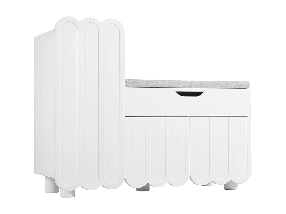 Meuble à chaussures moderne à 3 portes avec tiroir et coussin d'assise peu encombrants bancs à chaussures élégants pour le couloir et l'entrée blanc