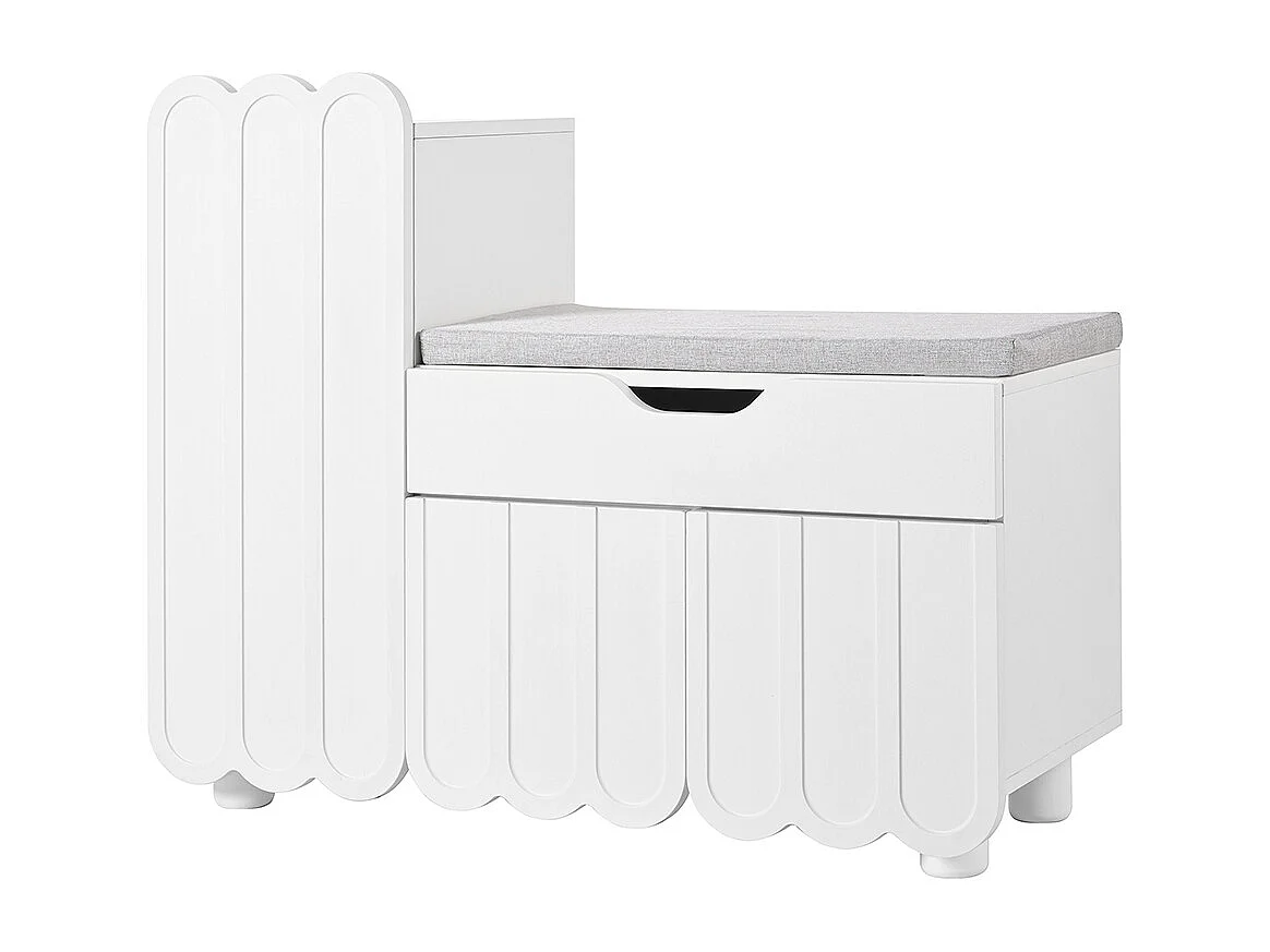 Meuble à chaussures moderne à 3 portes avec tiroir et coussin d'assise peu encombrants bancs à chaussures élégants pour le couloir et l'entrée blanc