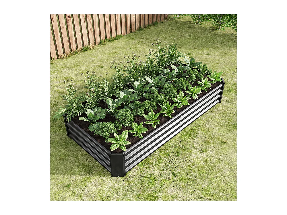 Plate bande surélevée métal plates bandes en tôle acier robuste conception stable protection antirouille longue durée kit sans fond noir 6x3x1ft