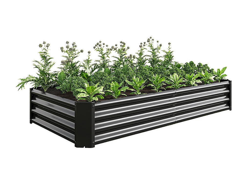 Plate bande surélevée métal plates bandes en tôle acier robuste conception stable protection antirouille longue durée kit sans fond noir 6x3x1ft