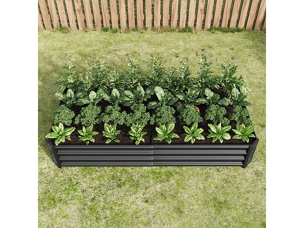 Plate bande surélevée métal plates bandes en tôle acier robuste conception stable protection antirouille longue durée kit sans fond noir 6x3x1ft