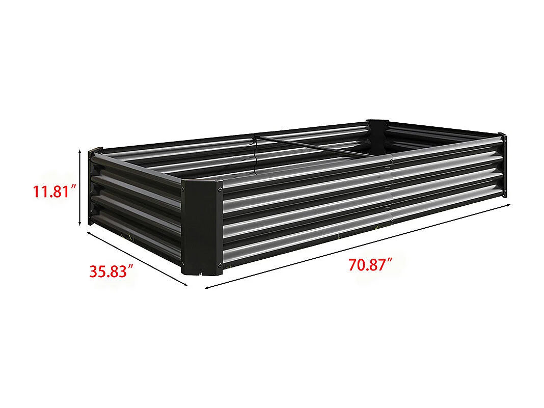 Plate bande surélevée métal plates bandes en tôle acier robuste conception stable protection antirouille longue durée kit sans fond noir 6x3x1ft