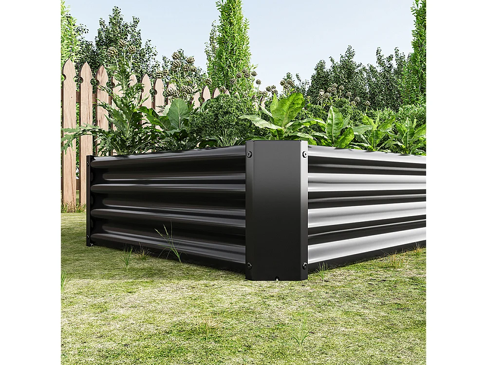 Plate bande surélevée métal plates bandes en tôle acier robuste conception stable protection antirouille longue durée kit sans fond noir 6x3x1ft