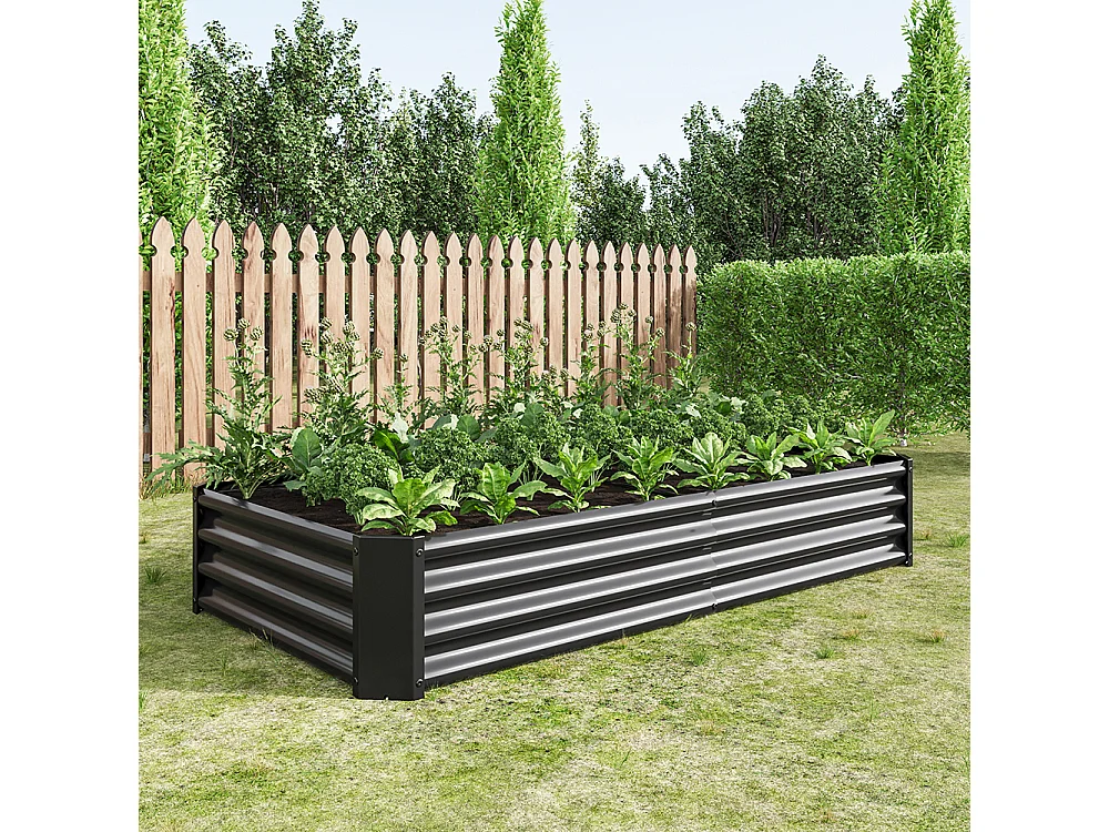 Plate bande surélevée métal plates bandes en tôle acier robuste conception stable protection antirouille longue durée kit sans fond noir 6x3x1ft