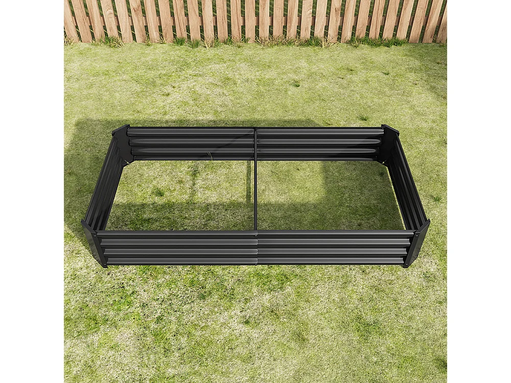 Plate bande surélevée métal plates bandes en tôle acier robuste conception stable protection antirouille longue durée kit sans fond noir 6x3x1ft