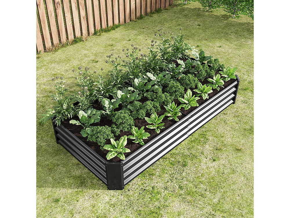 Plate bande surélevée métal plates bandes en tôle acier robuste conception stable protection antirouille longue durée kit sans fond noir 6x3x1ft