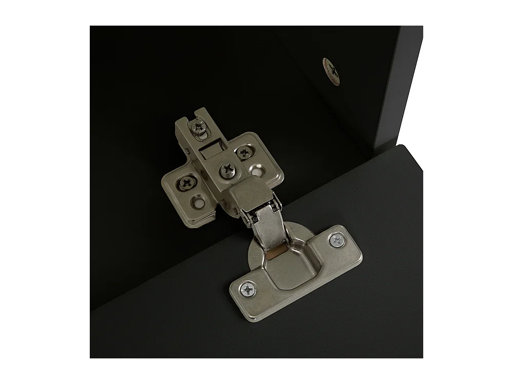 Meuble à chaussures noir 2 en 1 portes cintrées rabattable soft close compartiments réglables banc rembourré