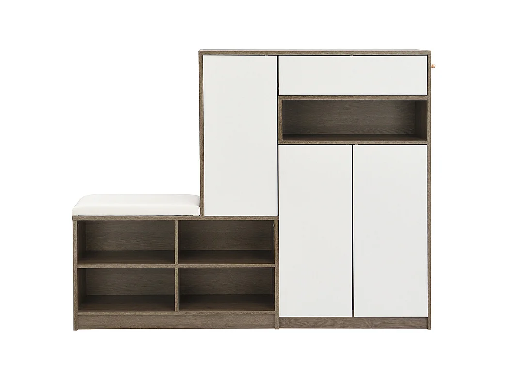 Meuble à chaussures blanc banc rangement armoire à chaussures multifonctionnelle assise rembourrée étagères réglables couloir