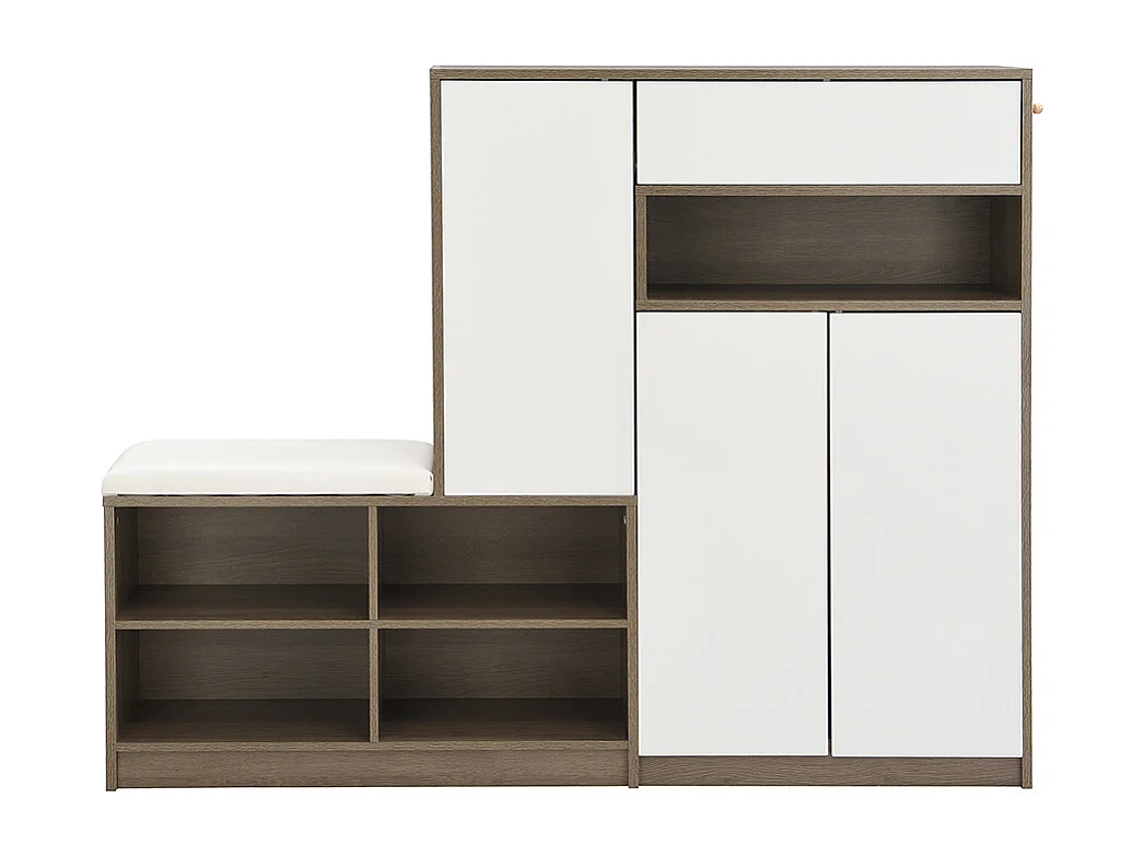 Meuble à chaussures blanc banc rangement armoire à chaussures multifonctionnelle assise rembourrée étagères réglables couloir