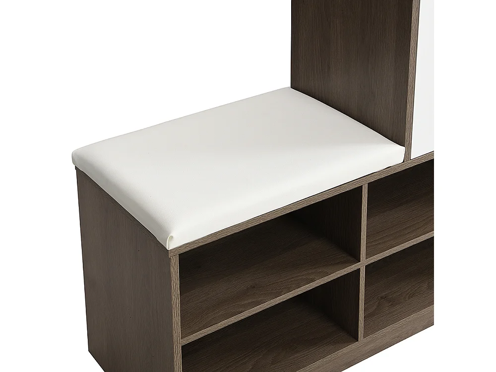 Meuble à chaussures blanc banc rangement armoire à chaussures multifonctionnelle assise rembourrée étagères réglables couloir
