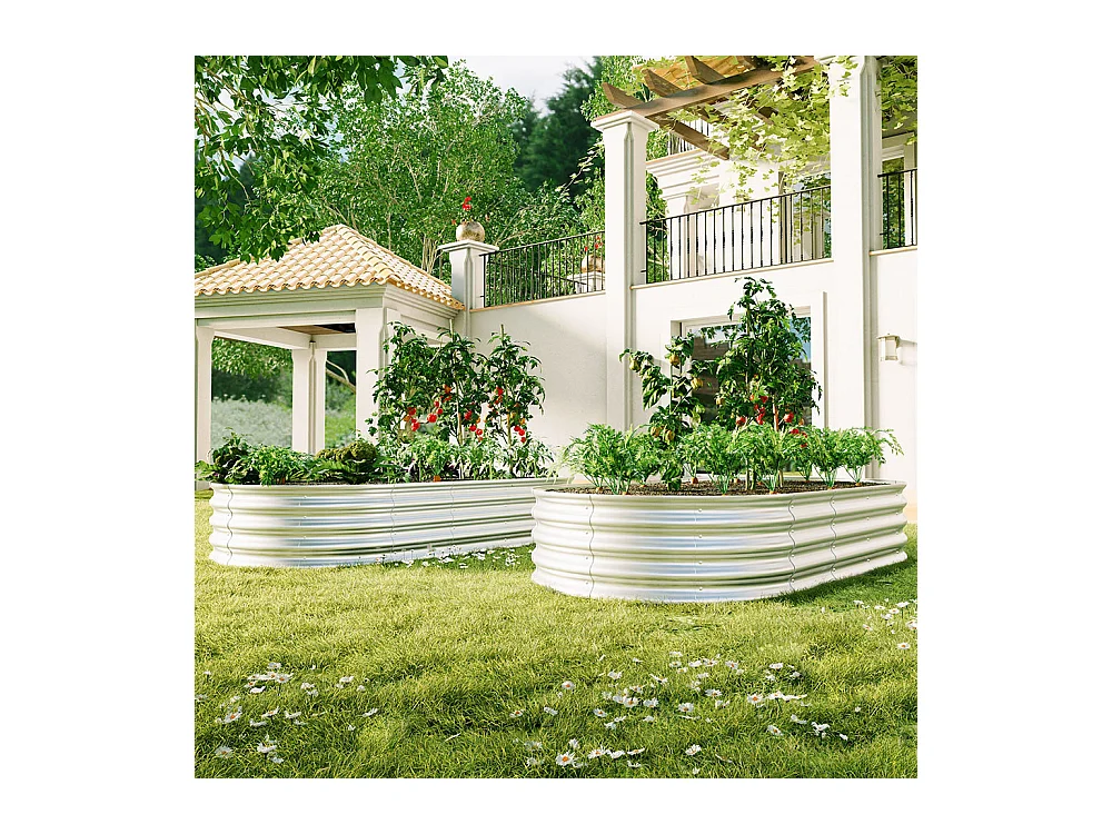 Jardinière surélevée métal kit jardinières galvanisées extérieur légumes fleurs herbes résistante antirouille montage facile 2 pièces 6x3x1ft