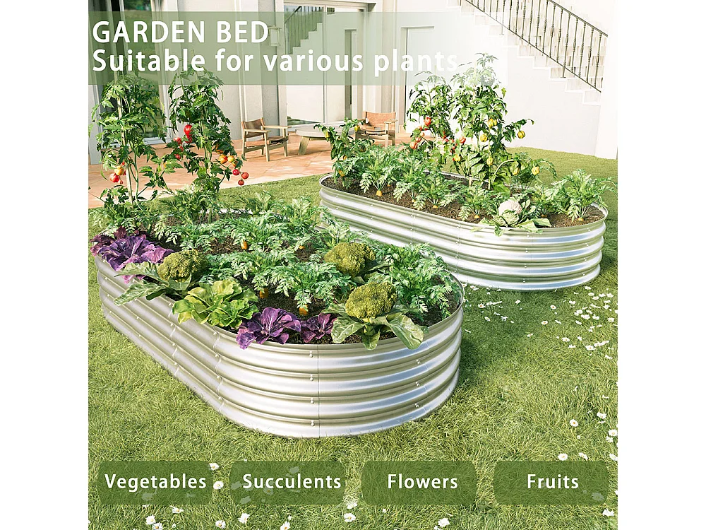 Jardinière surélevée métal kit jardinières galvanisées extérieur légumes fleurs herbes résistante antirouille montage facile 2 pièces 6x3x1ft