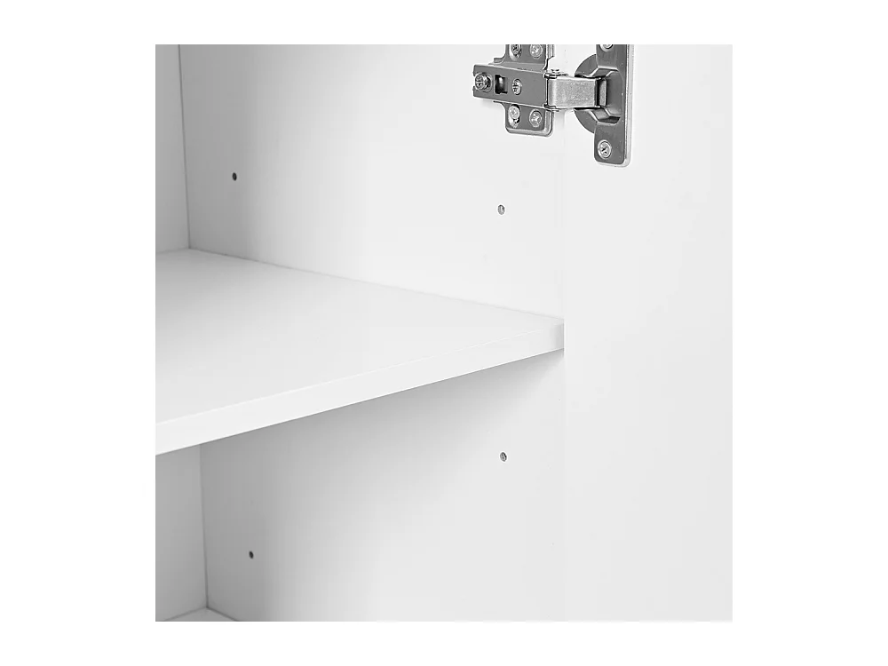 Meuble à chaussures 2 portes blanc étagères réglables poignées dorées