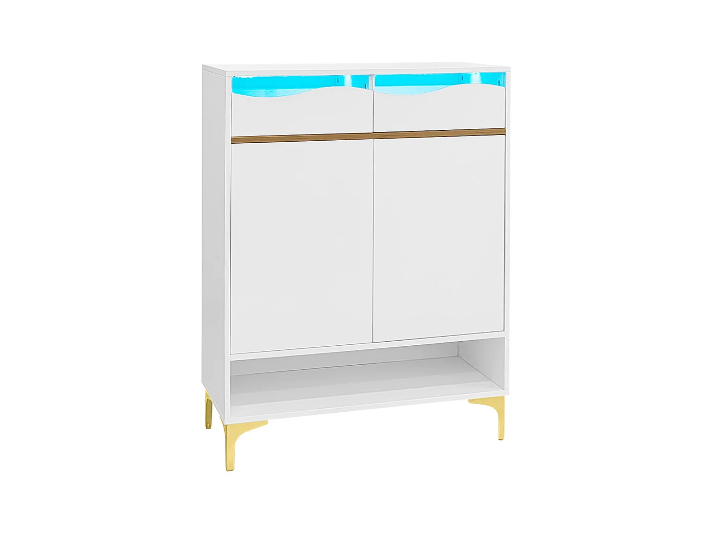 Meuble à chaussures blanc moderne avec LED 16 couleurs avec tiroirs et étagères pour le couloir le salon et l'entrée