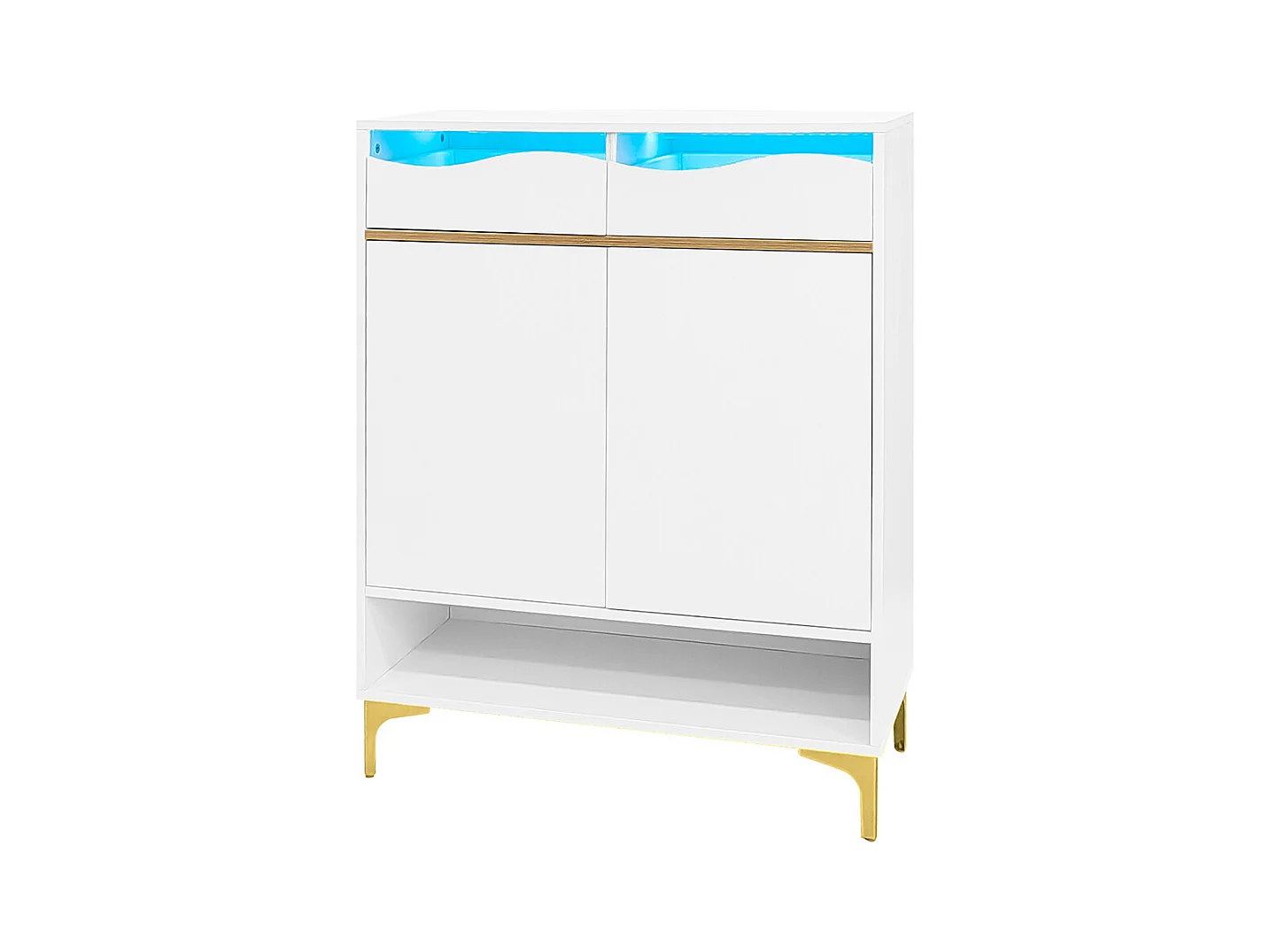 Meuble à chaussures blanc moderne avec LED 16 couleurs avec tiroirs et étagères pour le couloir le salon et l'entrée