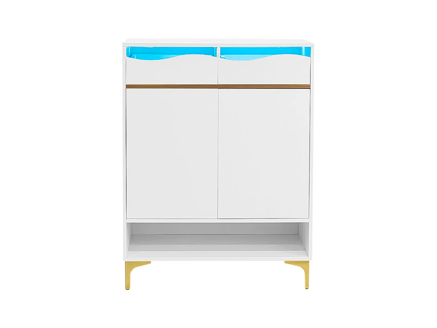 Meuble à chaussures blanc moderne avec LED 16 couleurs avec tiroirs et étagères pour le couloir le salon et l'entrée