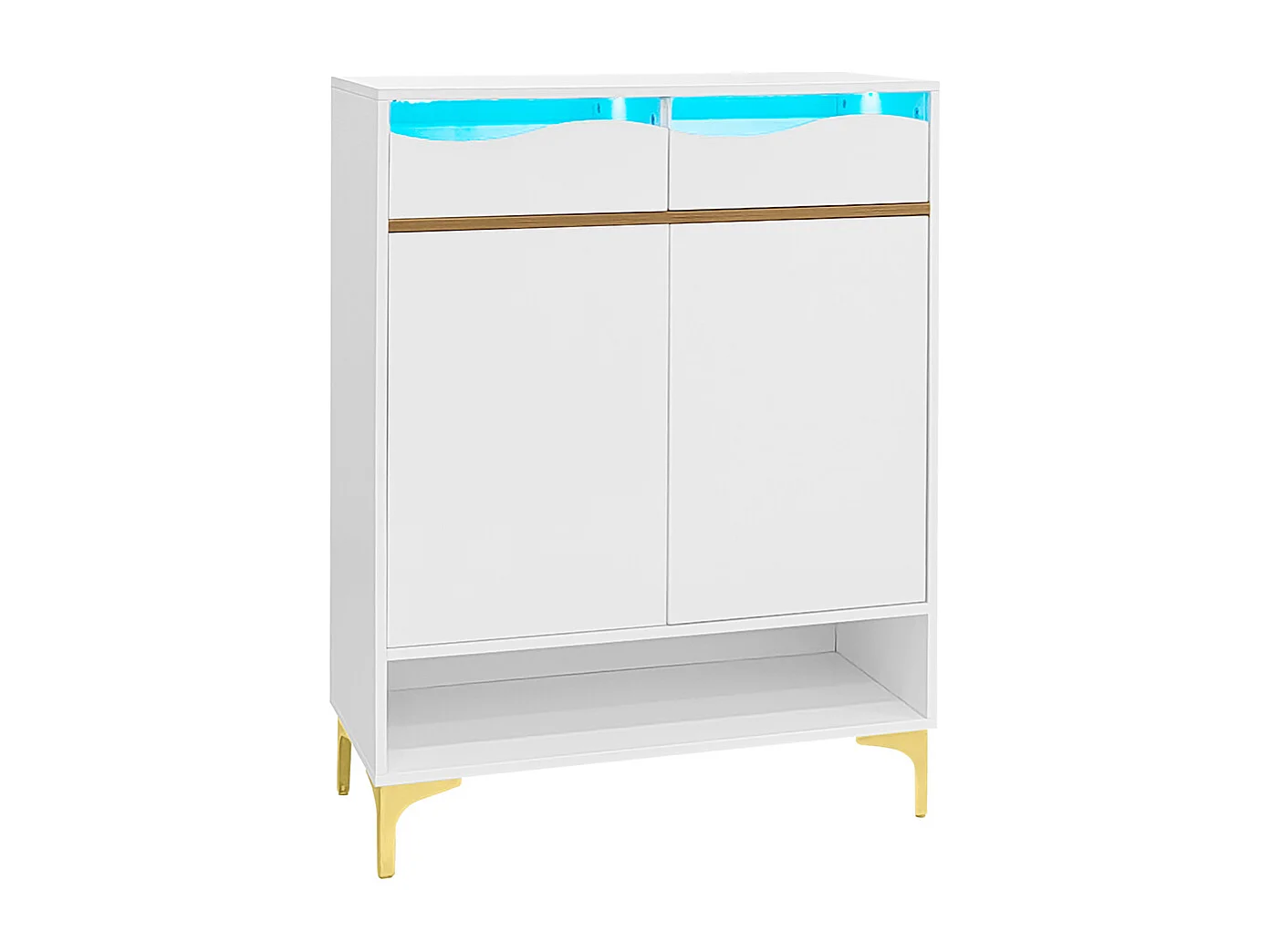 Meuble à chaussures blanc moderne avec LED 16 couleurs avec tiroirs et étagères pour le couloir le salon et l'entrée