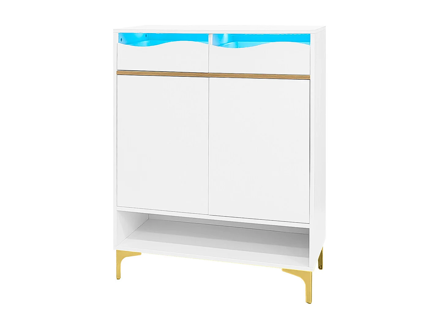 Meuble à chaussures blanc moderne avec LED 16 couleurs avec tiroirs et étagères pour le couloir le salon et l'entrée