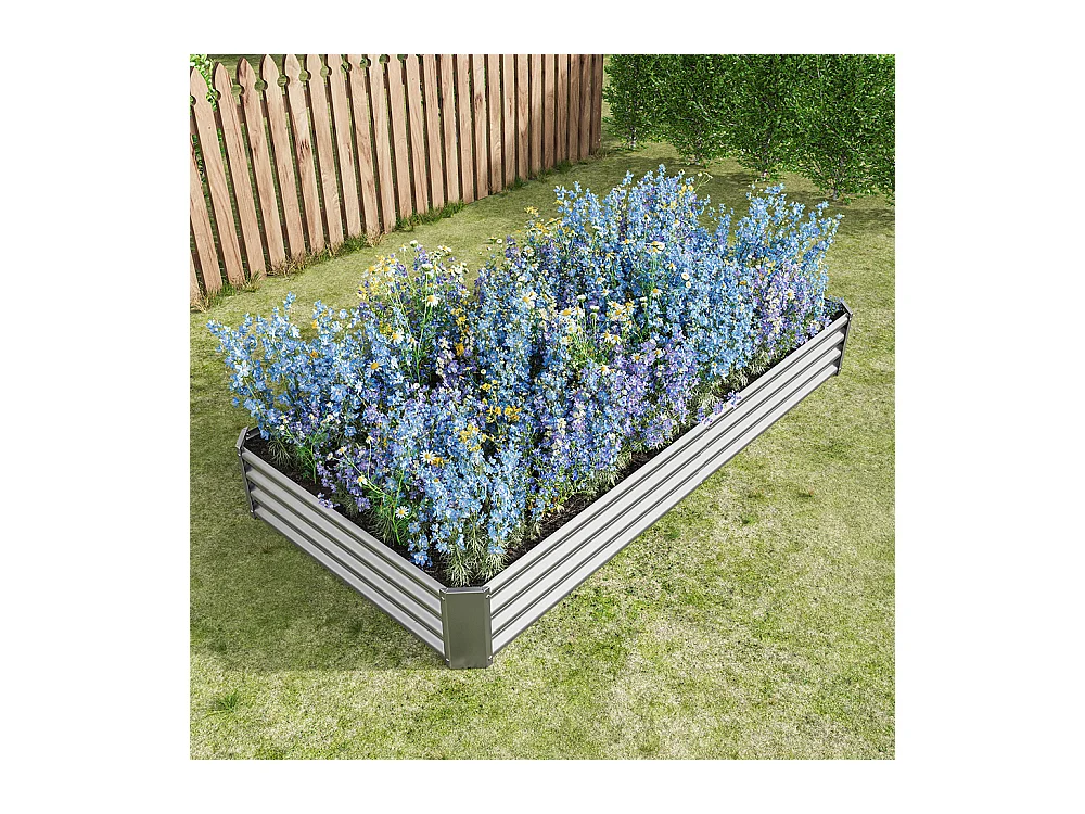 Plate bande surélevée métal plates bandes en tôle acier robuste conception stable protection antirouille longue durée kit sans fond argent 8x3x1ft