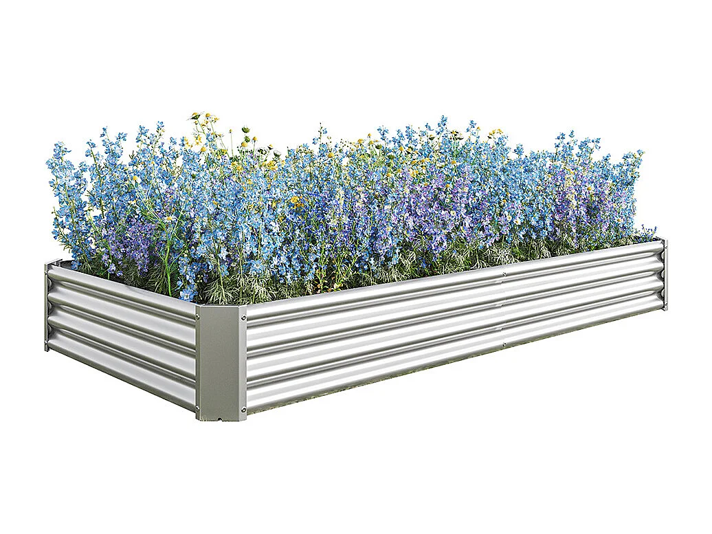 Plate bande surélevée métal plates bandes en tôle acier robuste conception stable protection antirouille longue durée kit sans fond argent 8x3x1ft