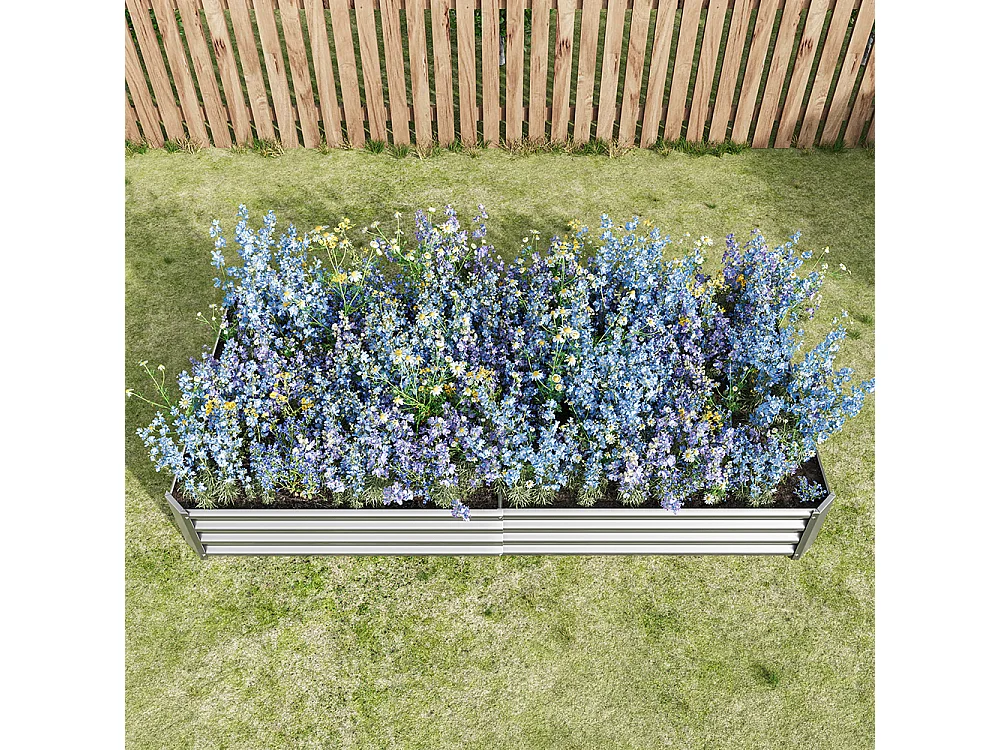 Plate bande surélevée métal plates bandes en tôle acier robuste conception stable protection antirouille longue durée kit sans fond argent 8x3x1ft