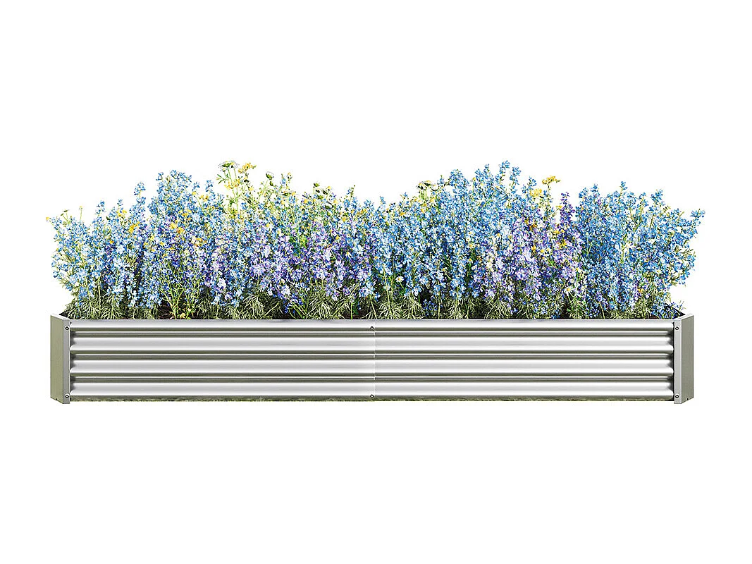 Plate bande surélevée métal plates bandes en tôle acier robuste conception stable protection antirouille longue durée kit sans fond argent 8x3x1ft