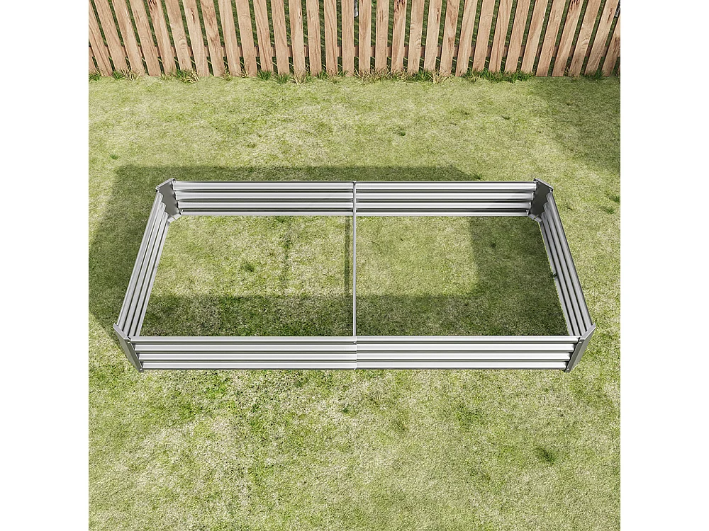 Plate bande surélevée métal plates bandes en tôle acier robuste conception stable protection antirouille longue durée kit sans fond argent 8x3x1ft