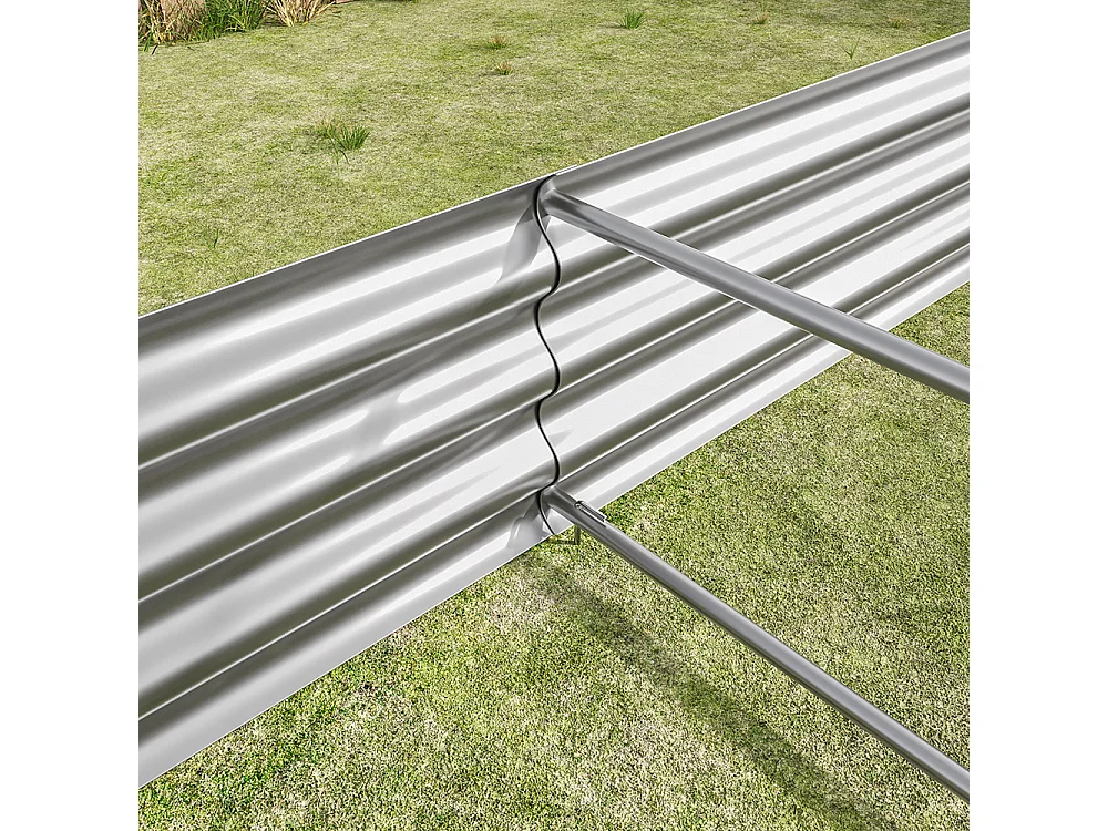 Plate bande surélevée métal plates bandes en tôle acier robuste conception stable protection antirouille longue durée kit sans fond argent 8x3x1ft