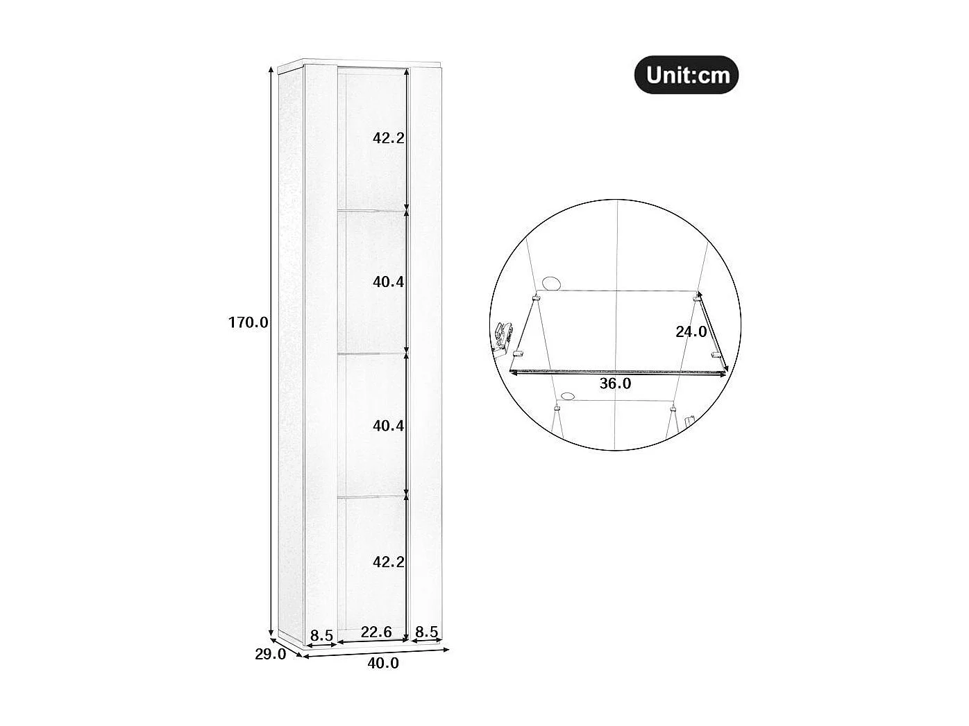 Vitrine cloison en verre éclairage LED à changement de couleur télécommande/réglage via application plaque noir