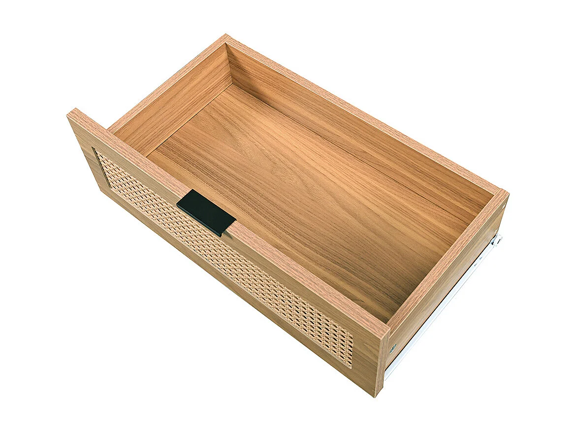 Commode naturel 6 tiroirs buffet bois poignées métal chambre salon bureau espace rangement