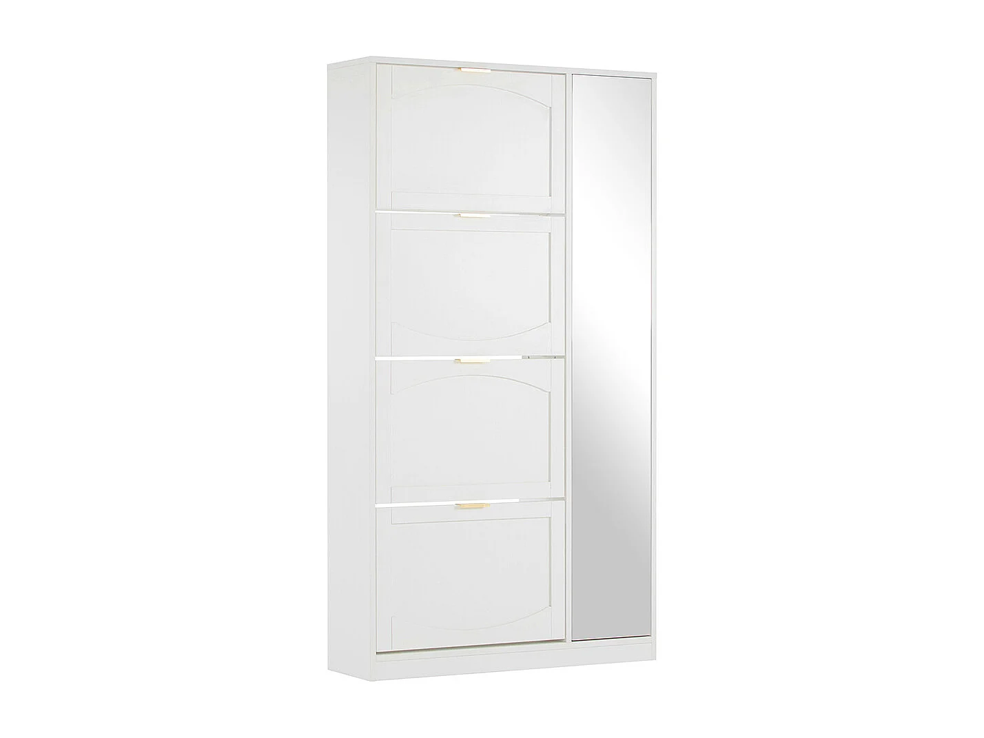 Meuble à chaussures blanc miroir 4 compartiments rabats étagère réglable couloir