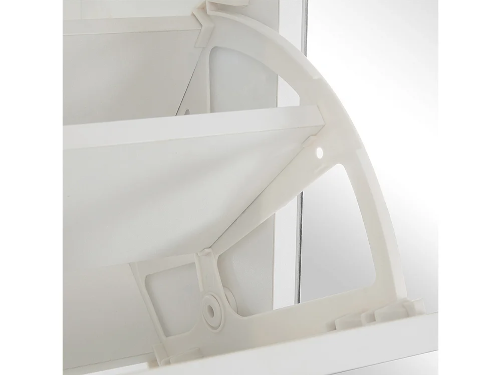 Meuble à chaussures blanc miroir 4 compartiments rabats étagère réglable couloir