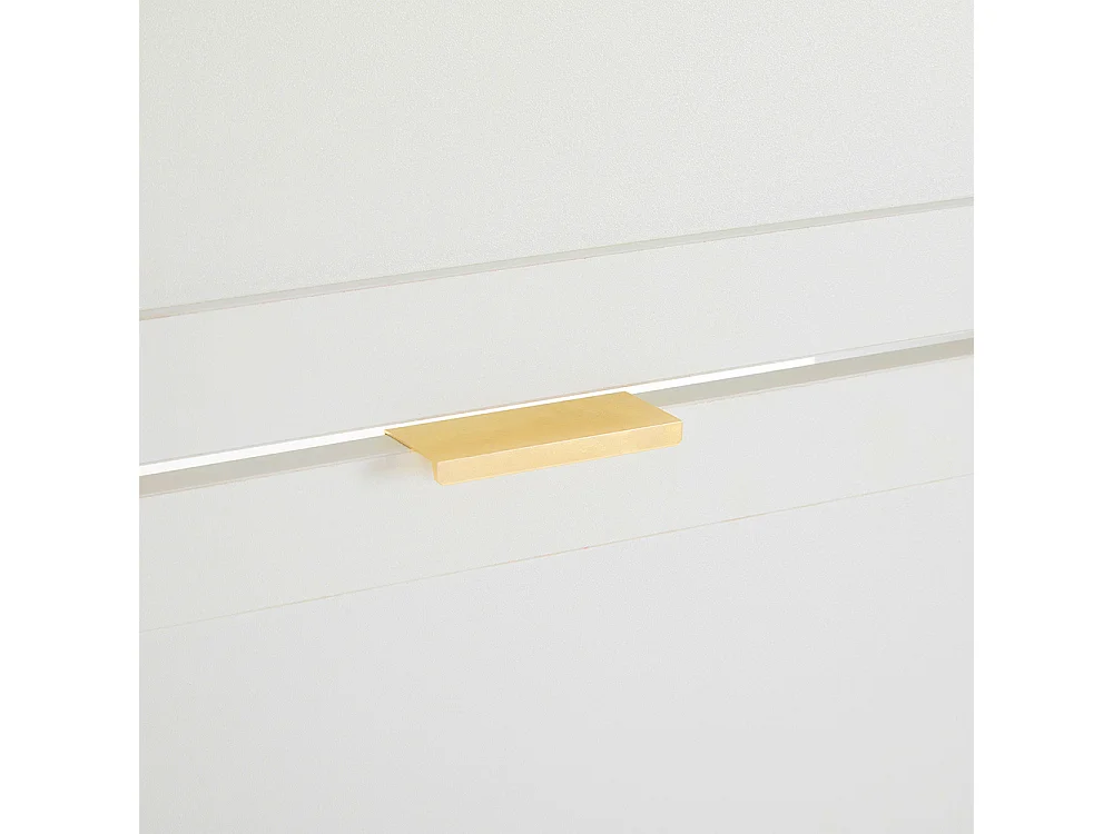 Meuble à chaussures blanc miroir 4 compartiments rabats étagère réglable couloir