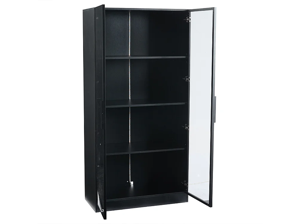 Vitrinekast 80x40x160 cm glas LED APP dubbele deur verwijderbare planken woonkamer