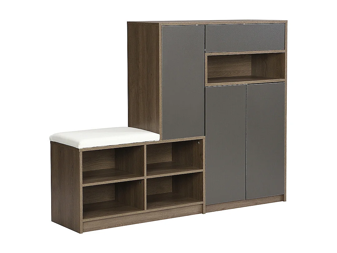 Meuble à chaussures gris banc rangement armoire à chaussures multifonctionnelle assise rembourrée étagères réglables couloir