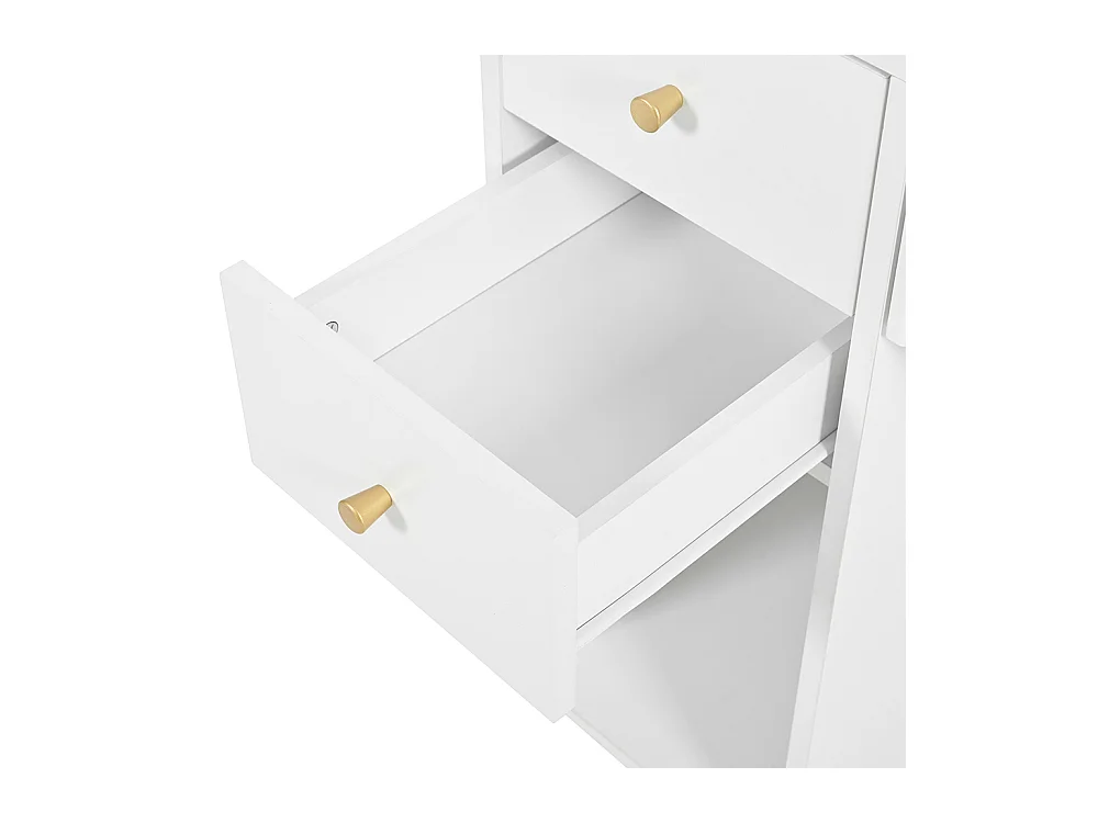 Coiffeuse blanc éclairée miroir tabouret luminosité réglable tiroirs rangement ouvert