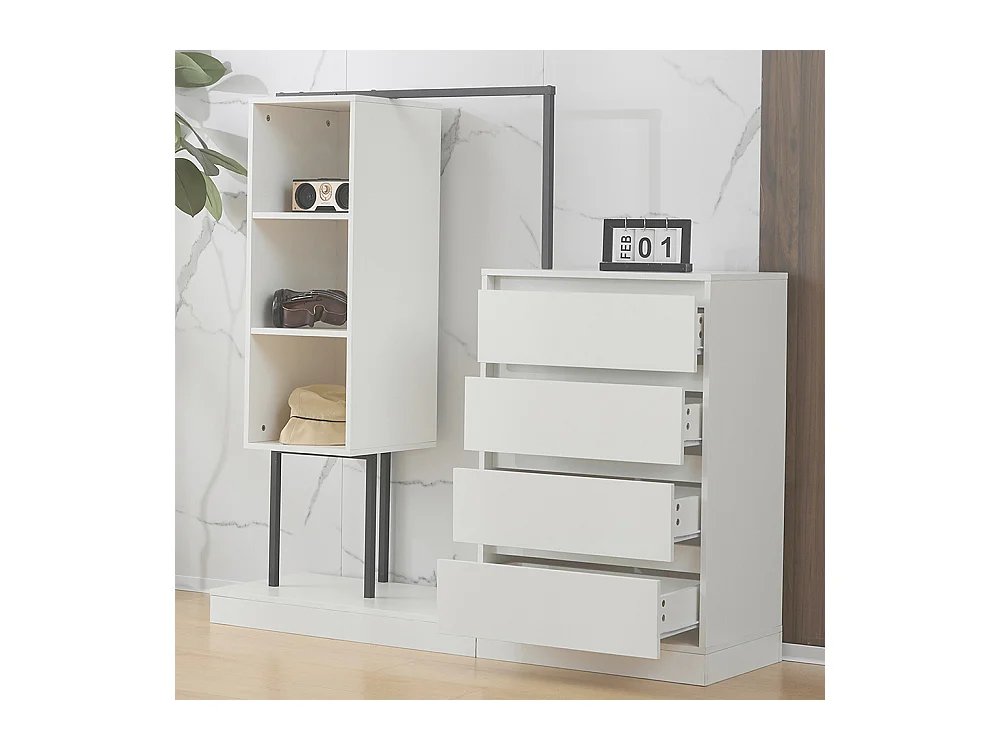Commode blanc armoire buffet tringle à vêtements