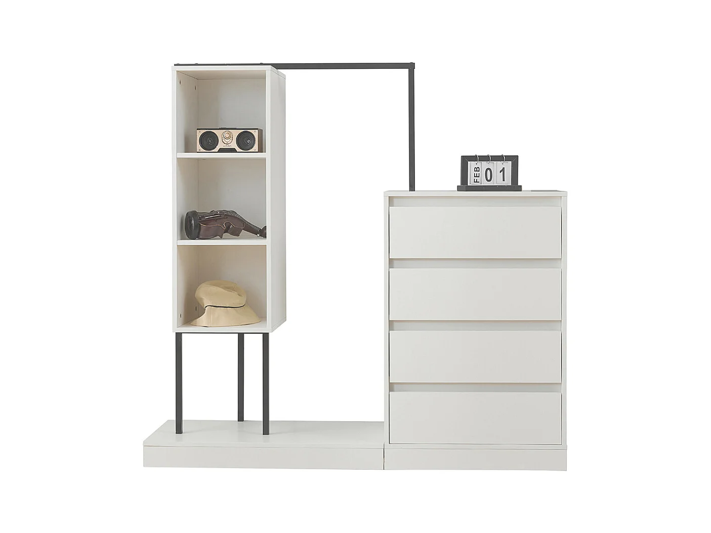 Commode blanc armoire buffet tringle à vêtements