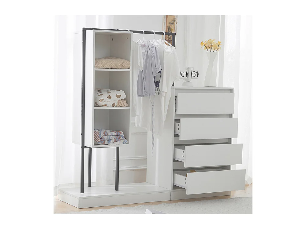 Commode blanc armoire buffet tringle à vêtements
