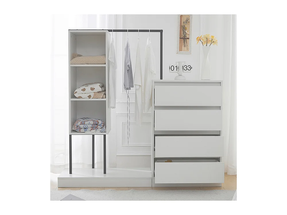 Commode blanc armoire buffet tringle à vêtements