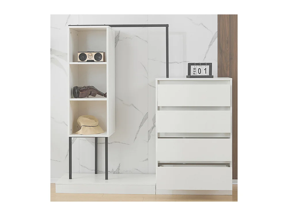 Commode blanc armoire buffet tringle à vêtements
