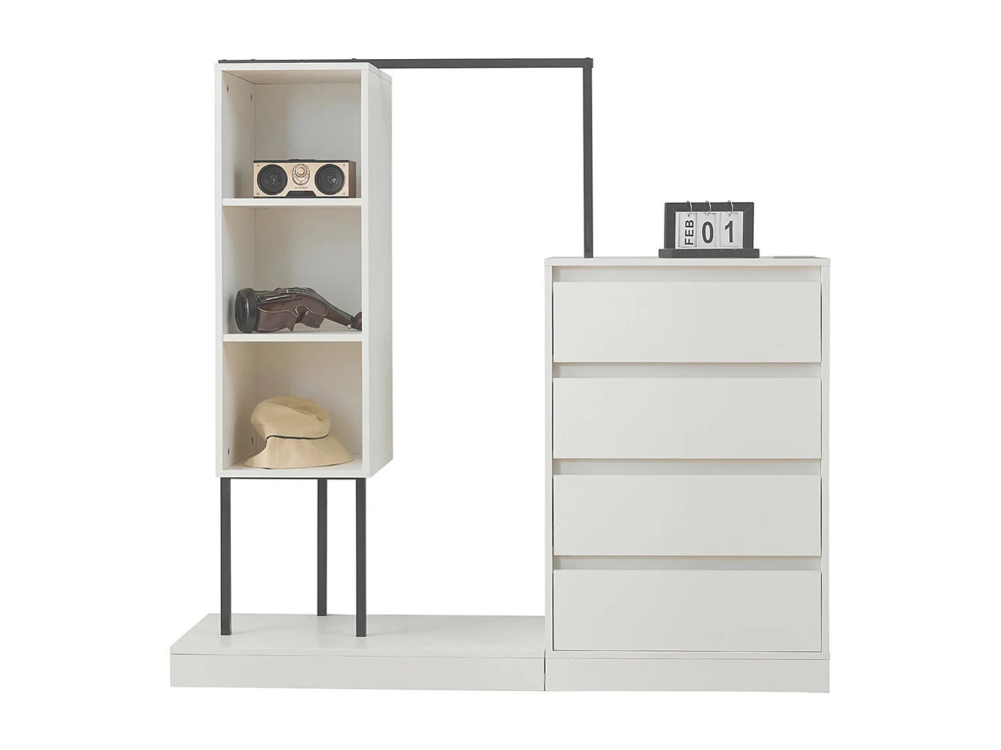 Commode blanc armoire buffet tringle à vêtements