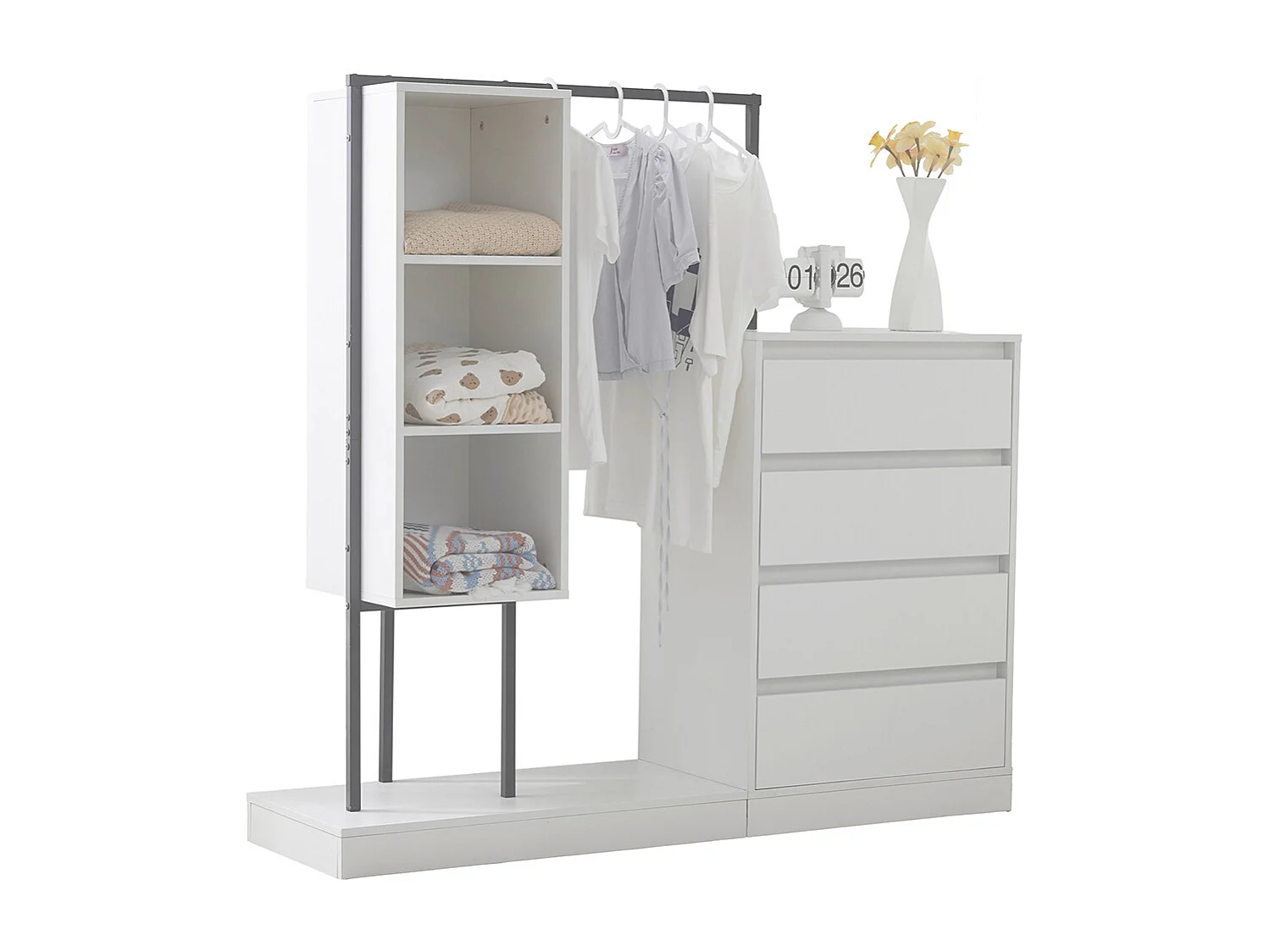 Commode blanc armoire buffet tringle à vêtements