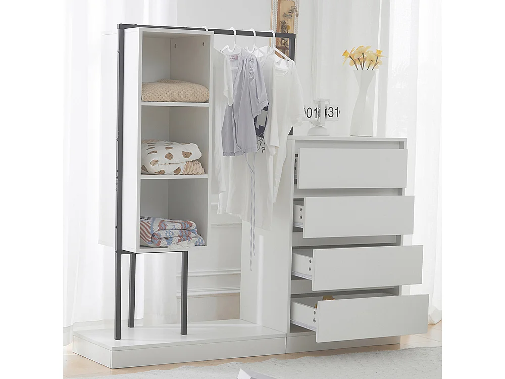 Commode blanc armoire buffet tringle à vêtements